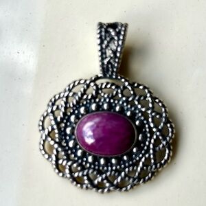 Carolyn Pollack Sterling Silver Pendant Enhancer with Rhodochrosite.